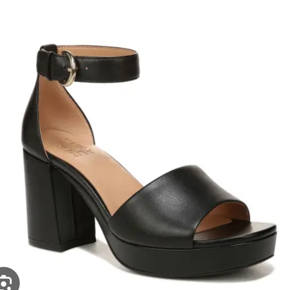 Naturalizer Pearlyn Black Ankle Strap Heels